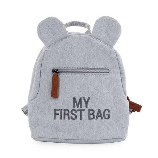 [477754] RUGZAK, My First Bag Canvas, grey, grijs, uni/print tekst "My First Bag", 20x24x8cm, 2023