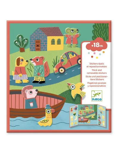 [480575] STICKERS, Animals, inhoud: boek met landschap/14 herbruikb vinyl stickers, vanaf 18 maanden, creatief speelgoed