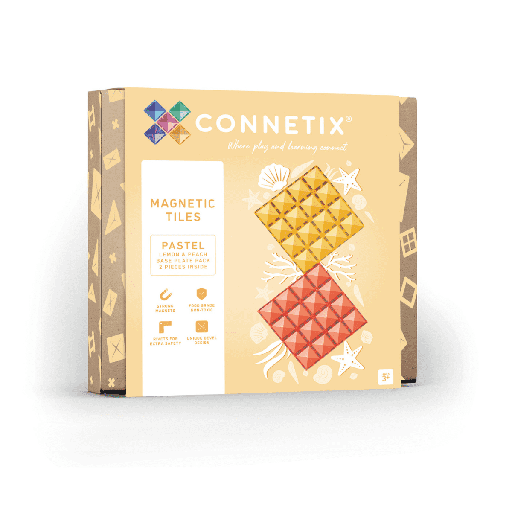 [144348085] Connetix Tiles 2 Piece Base Plate Lemon & Peach Pack magneetblokken