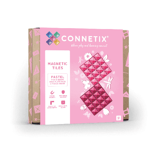 [144348550] Connetix Tiles 2 Piece Base Plate Pink & Berry Pack magneetblokken