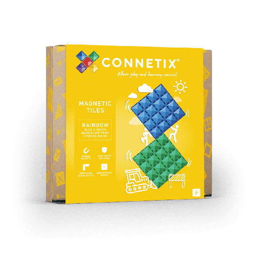 [144355439] Connetix Tiles 2 Piece Base Plate Blue & Green Pack magneetblokken