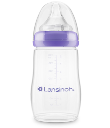 [482156] Lansinoh | Breedhalsfles Natural Wave PP Siliconen Speen 2 Gaatjes +3M 240 ml 2-pack