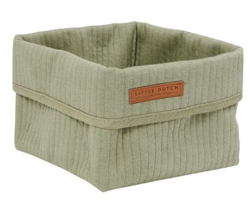 [410238] VERZORGINGSMAND, Pure Olive, Commodemandje, groen, uni, vierkant, katoen, B15 H15cm, 1 stuk(s), opbergen