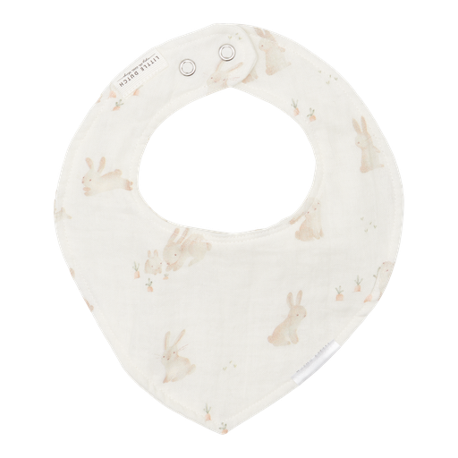 [469784] SPUUGDOEKJE, Newborn Naturals, baby bunny, wit/ecru, aop konijntjes, katoen, drukknopensluiting, driehoek, 16x22cm