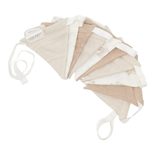 [469790] VLAGGENLIJN, Newborn Naturals, baby bunny, wit/bruin/ecru, uni/aop konijn, hydrofiel katoen, L: 200 cm, decoratie