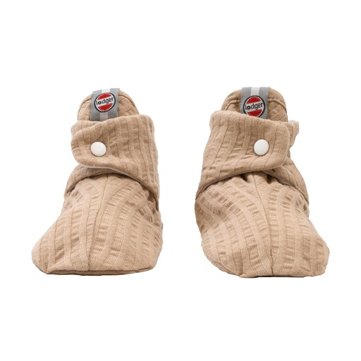 [464925] SCHOENEN, Seersucker, 0-3m, beige, boys/ girls, Slipper, parkschoentjes, bruin, uni/plooien, drukknopen, 100%katoen