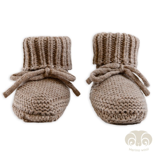 [465634] SCHOENEN, Slipper Merinowol, 0-6m, buffalo, Folklore, boys/girls, bruin, parkschoentjes, uni, appl lint