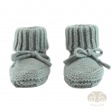[465636] SCHOENEN, Slipper Merinowol, 0-6m, silk, Folklore, boys/girls, parkschoentjes, groen, uni, appl lint, Merino wol