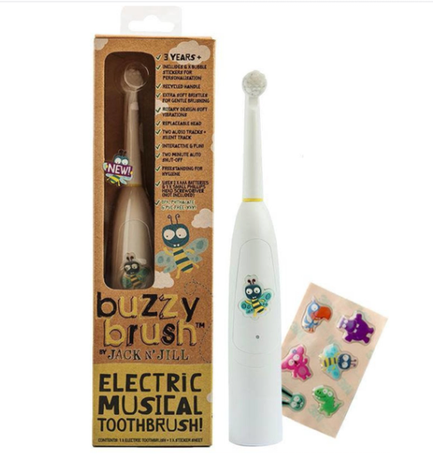 [366230] ELEKTRISCHE TANDENBORSTEL, Buzzy Brush Electric Musical Tootbrush, +reliëf stickers, tandverzorging, vanaf 36m