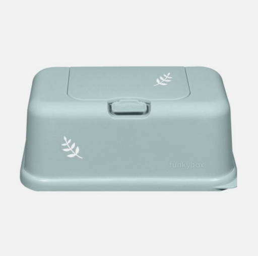 [454928] BOX, Leave, mint, groen, print blad, kunststof, vr vochtige doekjes, 13x9x22cm