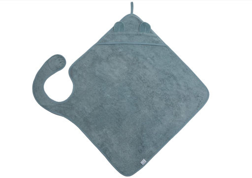 [486389] BADCAPE, Handsfree Bath Cape, blueberry, blauw,  uni, appl wasbeer oortjes, katoen, 100x100cm, 2024