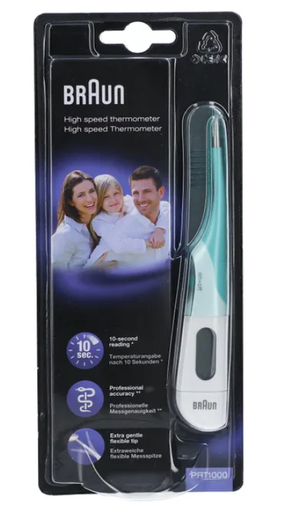 [393878] KOORTSTHERMOMETER, digitaal, PRT 1000, Digitale Stick Thermo, wit/blauw, geluid alarm, LCD scherm, thermometer