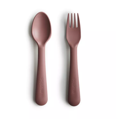 [406389] LEPEL/VORK, Fork & Spoon, woodchuck, paars/bruin, uni, 2 delig, bestek