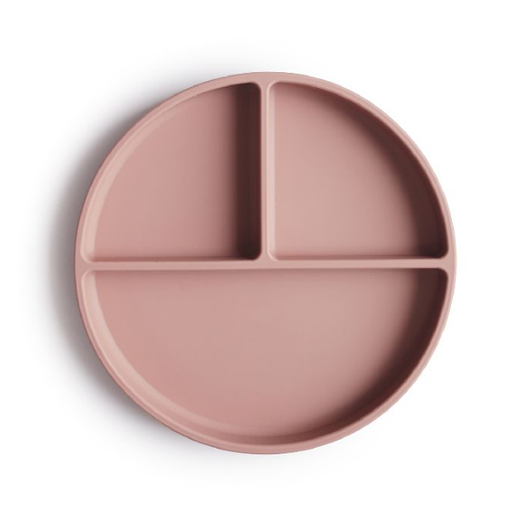 [409473] PLAT BORD, Plate, rond, blush, roze, uni, silicone, met zuignap, vakkenverdeling, 1 stuk(s), bord
