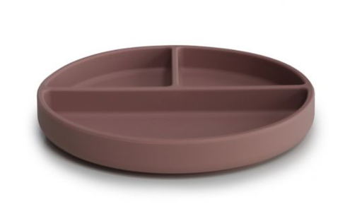 [409477] PLAT BORD, Plate, rond, cloudy mauve, paars, uni, silicone, met zuignap, vakkenverdeling, 1 stuk(s), bord