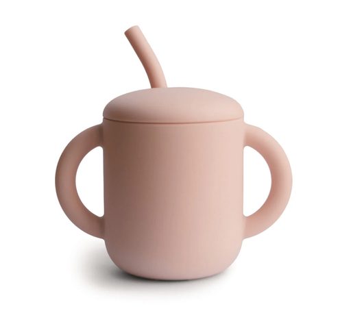 [429321] DRINKBEKER, Training cup+ straw, blush, roze, uni, silicone, handvatten, rietje, 1 stuk(s)
