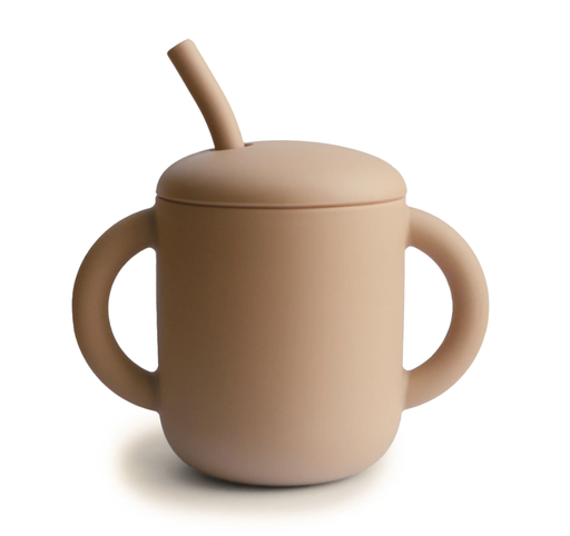 [429323] DRINKBEKER, Training cup+ straw, natural , ecru, uni, silicone, handvatten, rietje, 1 stuk(s)