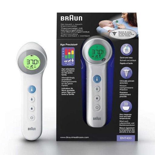 [434328] KOORTSTHERMOMETER, digitaal, BNT400WE, 3-in-1 No Touch, wit, geluid alarm, licht alarm, LCD scherm, thermometer