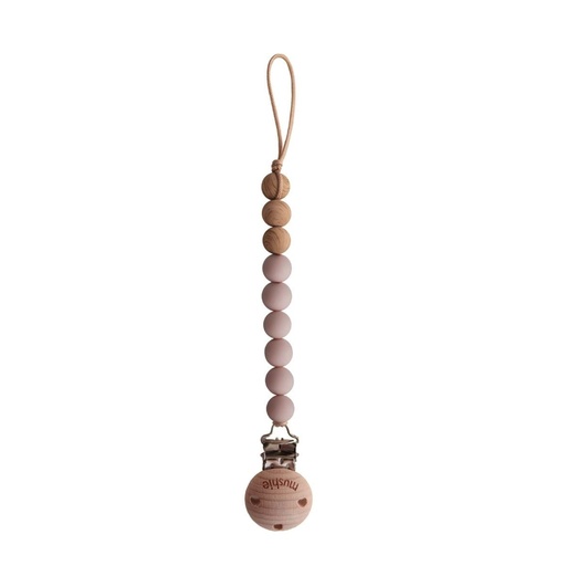 [441747] FOPSPEENKETTING, Eva, blush, uni, lint silicone met clip in hout, kralensnoer, L: 21.5 cm, vr fopspeen met ring