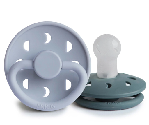 [451837] FOPSPEEN, Moon, 6-18m, o/p, sil, powder blue/slate, siliconen speen, ortho/physio, T2, 2 stuk(s)