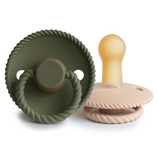 [451851] Frigg | Fopspeen Rope Croissant/Olive Latex Ortho/Physio T2 6-18m 2-pack