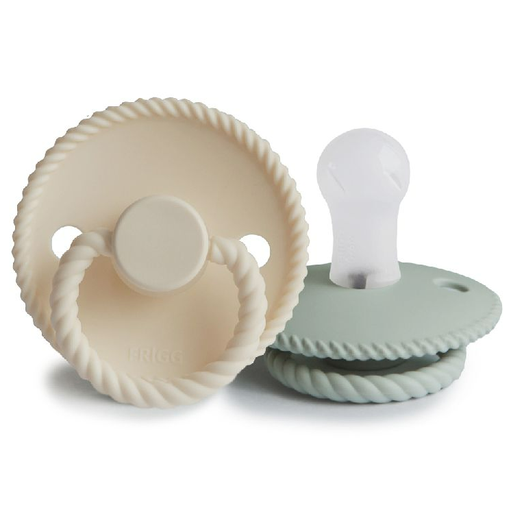 [451854] Frigg | Fopspeen Rope Silicone Cream/Sage T1 0-6m 2-pack