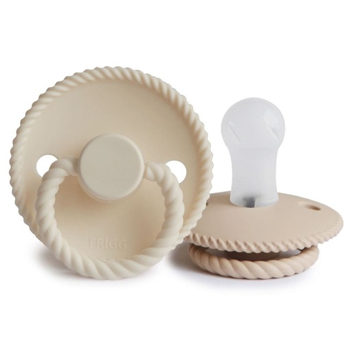 [451857] Frigg | Fopspeen Rope Silicone Cream/Croissant T1 0-6m 2-pack
