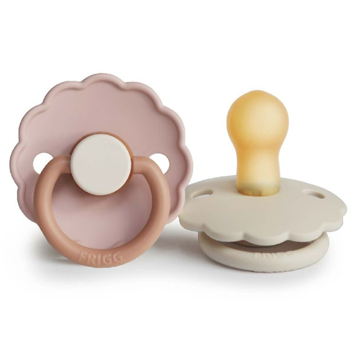 [451895] Frigg | Fopspeen Daisy Blooming Biscuit/Cream Rubber Ortho/Physio T1 0-6M 2-pack