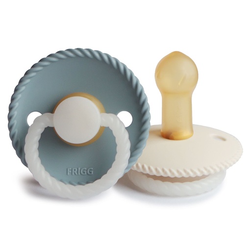 [454524] Frigg | Fopspeen Rope Night Stone Blue/Sage Rubber Speen Ortho/Physio T2 6-18m 2-pack