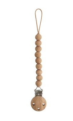 [466429] FOPSPEENKETTING, Hera, faux wood, hout- look, lint silic. met clip in silic., kralensnoer, vr fopspeen met ring