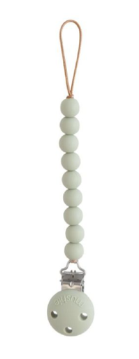 [466430] FOPSPEENKETTING, Hera, sage, uni, lint siliconen met clip in siliconen, kralensnoer, vr fopspeen met ring