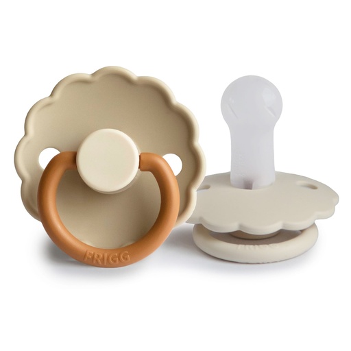 [466477] Frigg | Fopspeen Daisy Blooming Desert/Cream Siliconen Speen Ortho/Physio T2 6-18m 2-pack
