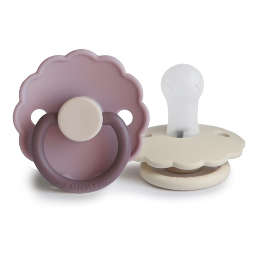 [466490] Frigg | Fopspeen Daisy Ortho/Physio Siliconen Speen Lavender Haze/Cream T1 0-6m 2-pack