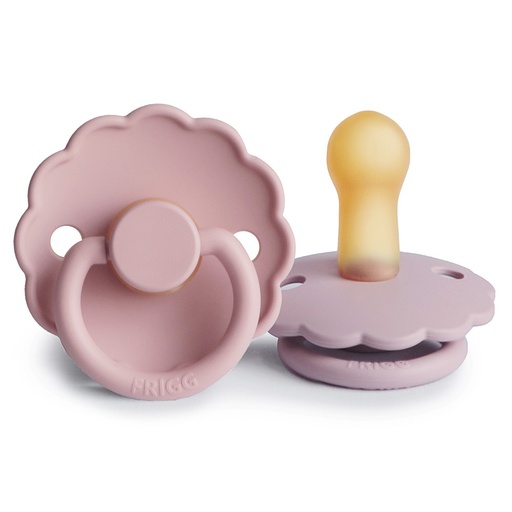 [466503] Frigg | Fopspeen Daisy Baby Pink/Soft Lilac Rubber Speen Ortho/Physio T2 6-18m 2-pack