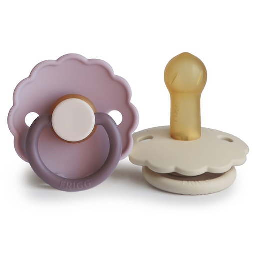 [466504] Frigg | Fopspeen Daisy Ortho/Physio Rubber Lavender/Hazel Cream T2 6-18m 2-pack