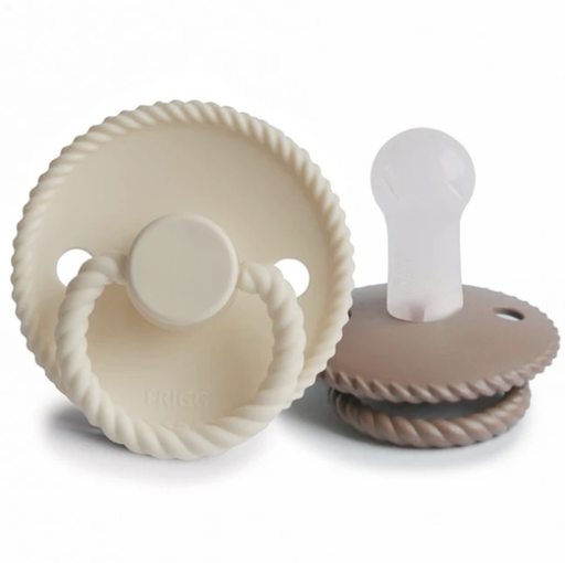[466510] Frigg | Fopspeen Rope Silicone Cream/Sepia T2 6-18M 2-pack