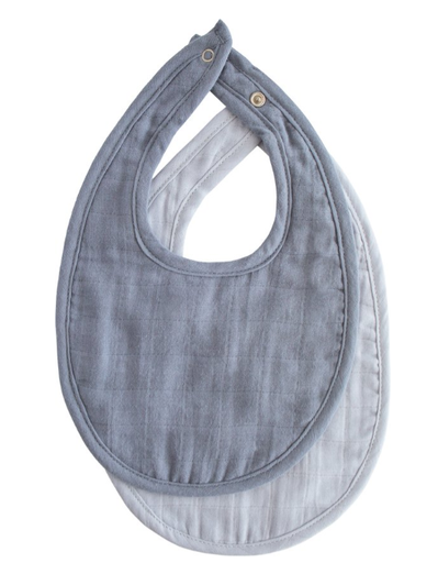 [473456] SLABBETJE, Muslin Bib 2-pack, tradewinds /baby blue, blauw, uni, drukknopen- sluiting, tetra, 18.5x29.5cm, 2 stuk(s)