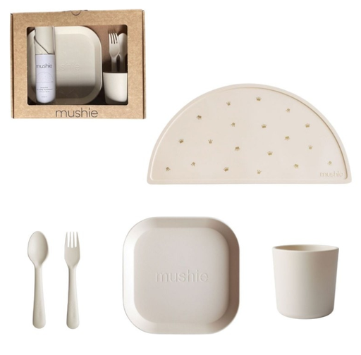 [473461] EETSET, Giftbox Dinnerware Square, ivory , ecru, uni, PP, 5 delig: plat bord, lepel, vork, tas, placemat