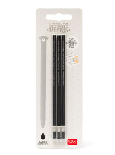 [433227] Legami | Balpen Vulling Refill for Erasable Pen Gel Schrijfdikte:0,7mm Zwart 3-pack