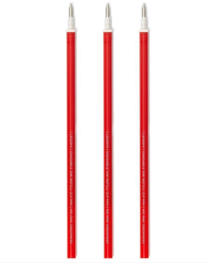 [433229] Legami | Balpen Vulling Refill for Erasable Pen Gel Schrijfdikte:0,7mm Rood 3-pack