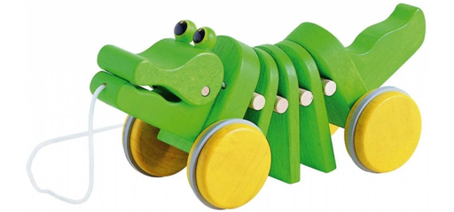[326320] TREKFIGUUR, Dancing Alligator, Push & Pull, geel/groen, krokodil, hout, vanaf 18 maanden