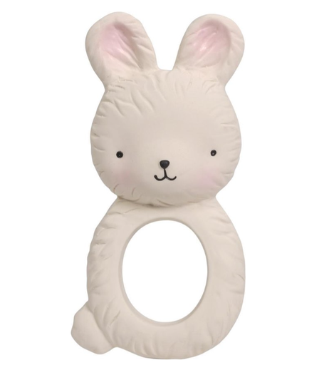 [360182] BIJTRING, Konijntje, wit, uni, rubber, vanaf 3 maanden, Teething Ring