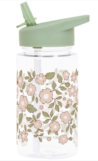 [466754] DRINKBEKER, 450 ml, Bloesems, saliegroen, groen, all over bloesemsprint, tritan, rietje, 1 stuk(s)