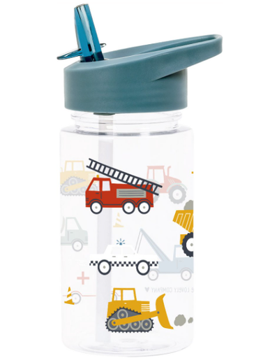 [471357] DRINKBEKER, 450 ml, Voertuigen, Drink Bottle, blauw, all over voertuigen print, tritan, rietje, 1 stuk(s)