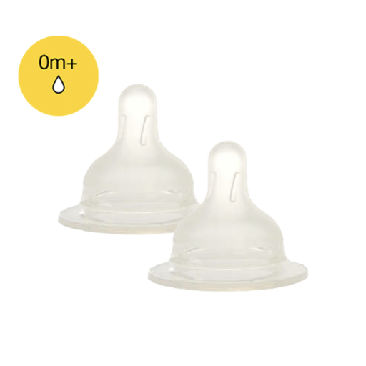 [134424] Difrax | Zuigspeen Wide Small 1 Gaatje Transparant Siliconen vr Fles Wide 0M+ 2-pack