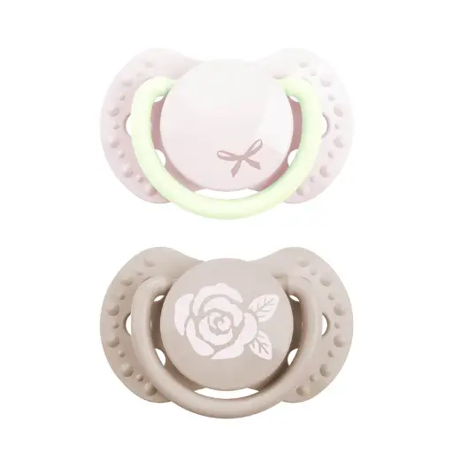[482812] FOPSPEEN, -2/2M, sil, babyshower girl, LOVI, Dynamic Newborn, ortho/physio, 1 fopspeen + 1 fopspeen GID, 2 stuk(s)