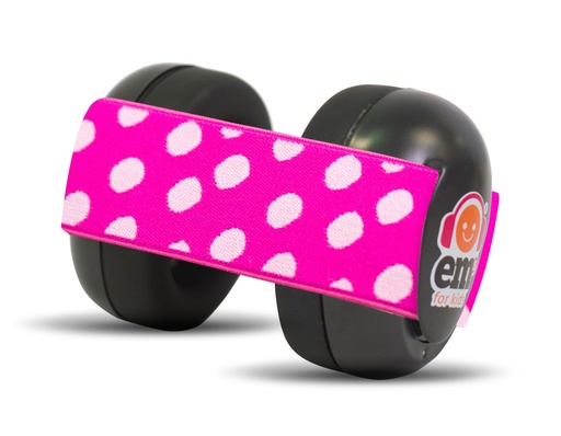 [300687] Em's for kids | Gehoorbescherming Baby Schelp Zwart Hoofdband Roze-Wit