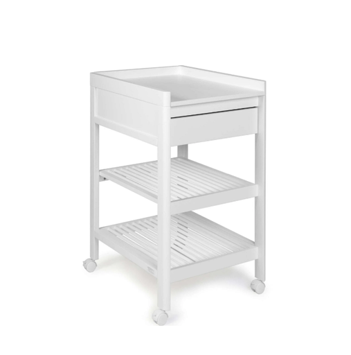 [267113] VERZORGINGSTAFEL, Lukas, white, wit, 56x93x73cm, op wieltjes, , 1 lade(n), 2 open nis(sen), Troll Nursery