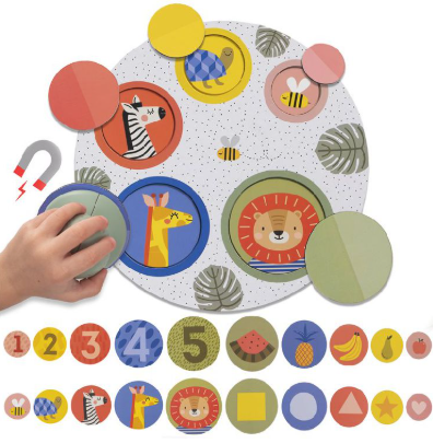 [456022] PUZZEL, Magnetische Peek-a-Boo Puzzel, karton, 10 dubbelzijdige kaarten in 4 verschillende thema's, vanaf 18 maanden