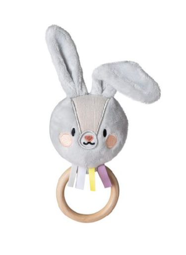[456054] RAMMELAAR, Rylee Bunny Rattle, Urban Garden, grijs, hout/textiel, vanaf 0 maand